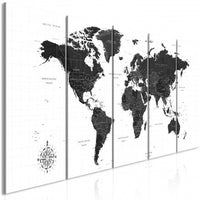 Tableau carte du monde noir et blanc