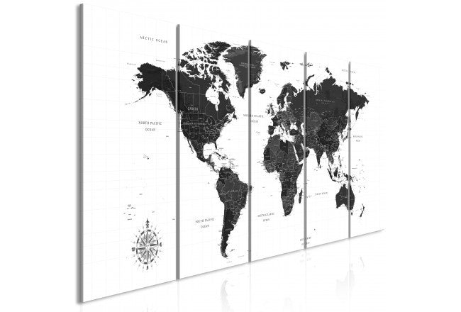 Black and white map art canvas