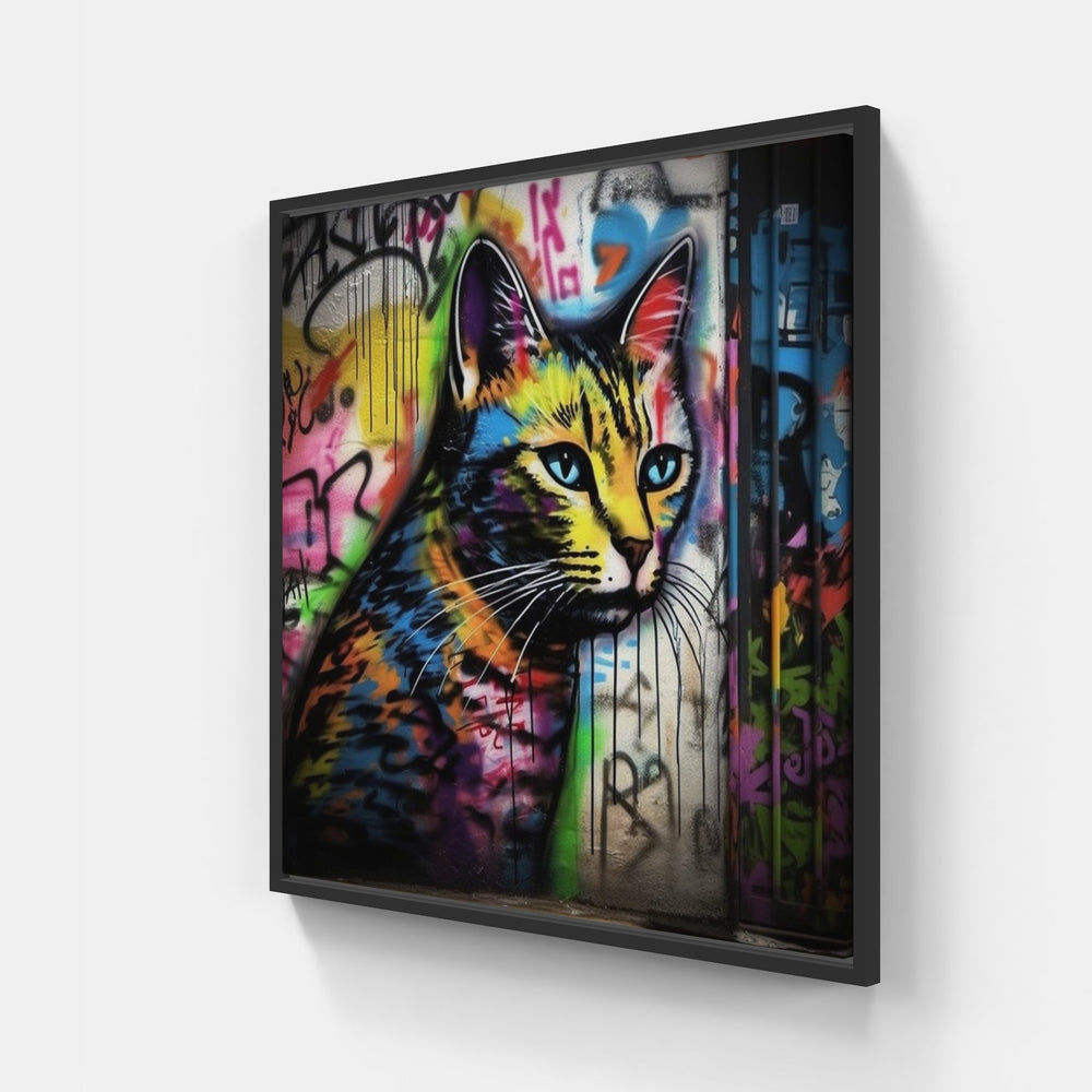 Cat meow purr hug-Canvas-artwall-20x20 cm-Black-Artwall