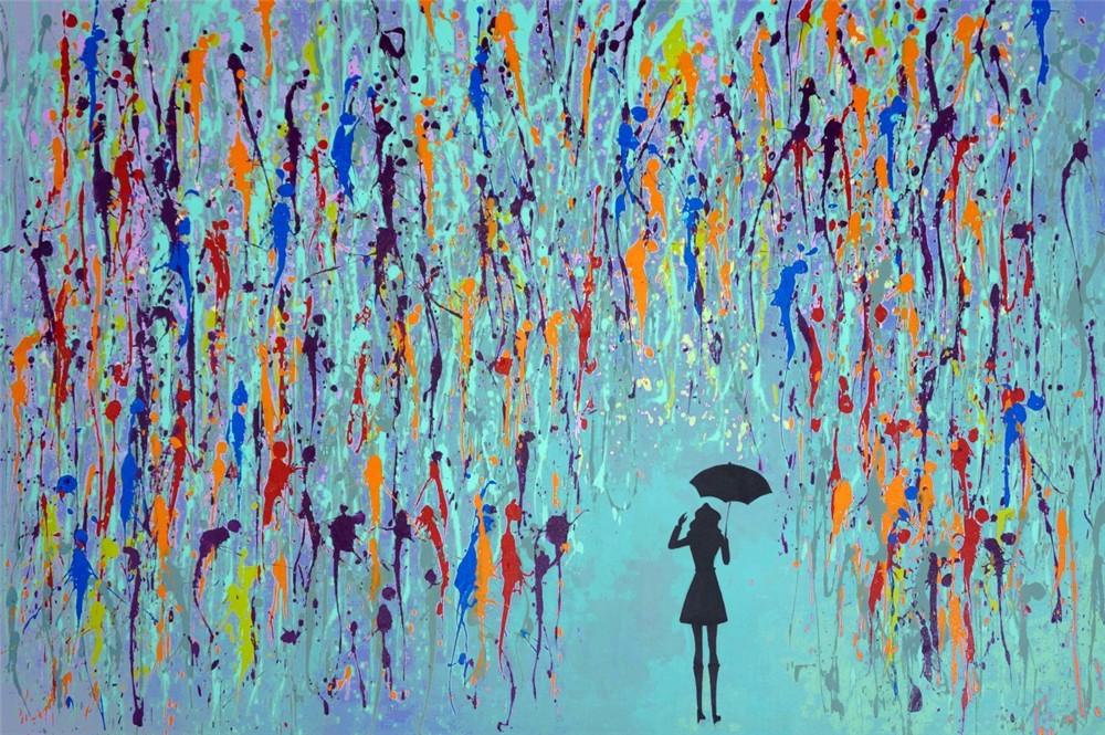 Blue rain design oil painting