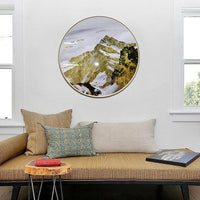 Tableau rond montagne or