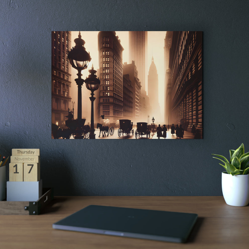 New-York, amour, vies, brume.- Tableau aluminium