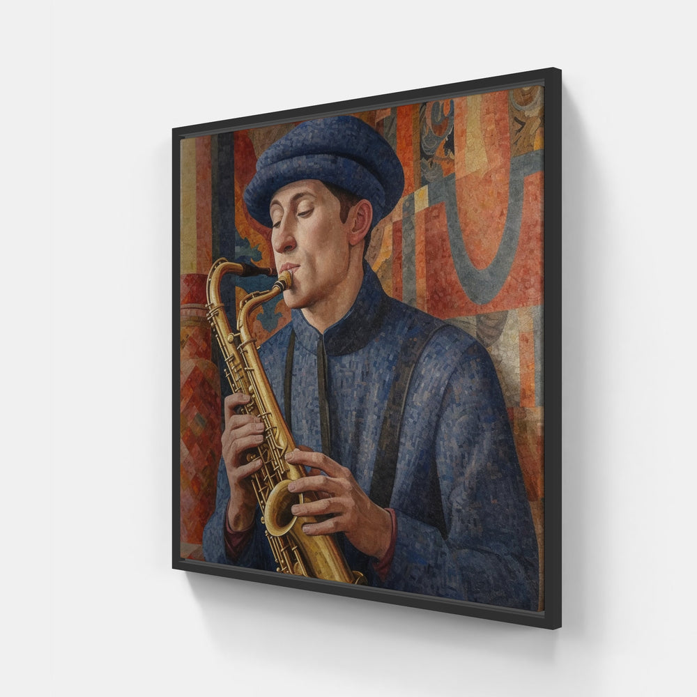 Mellow Saxophone Melodies-Canvas-artwall-20x20 cm-Black-Artwall