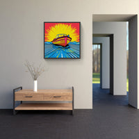 Sun-Kissed Waves Boat Delight-Canvas-artwall-Artwall