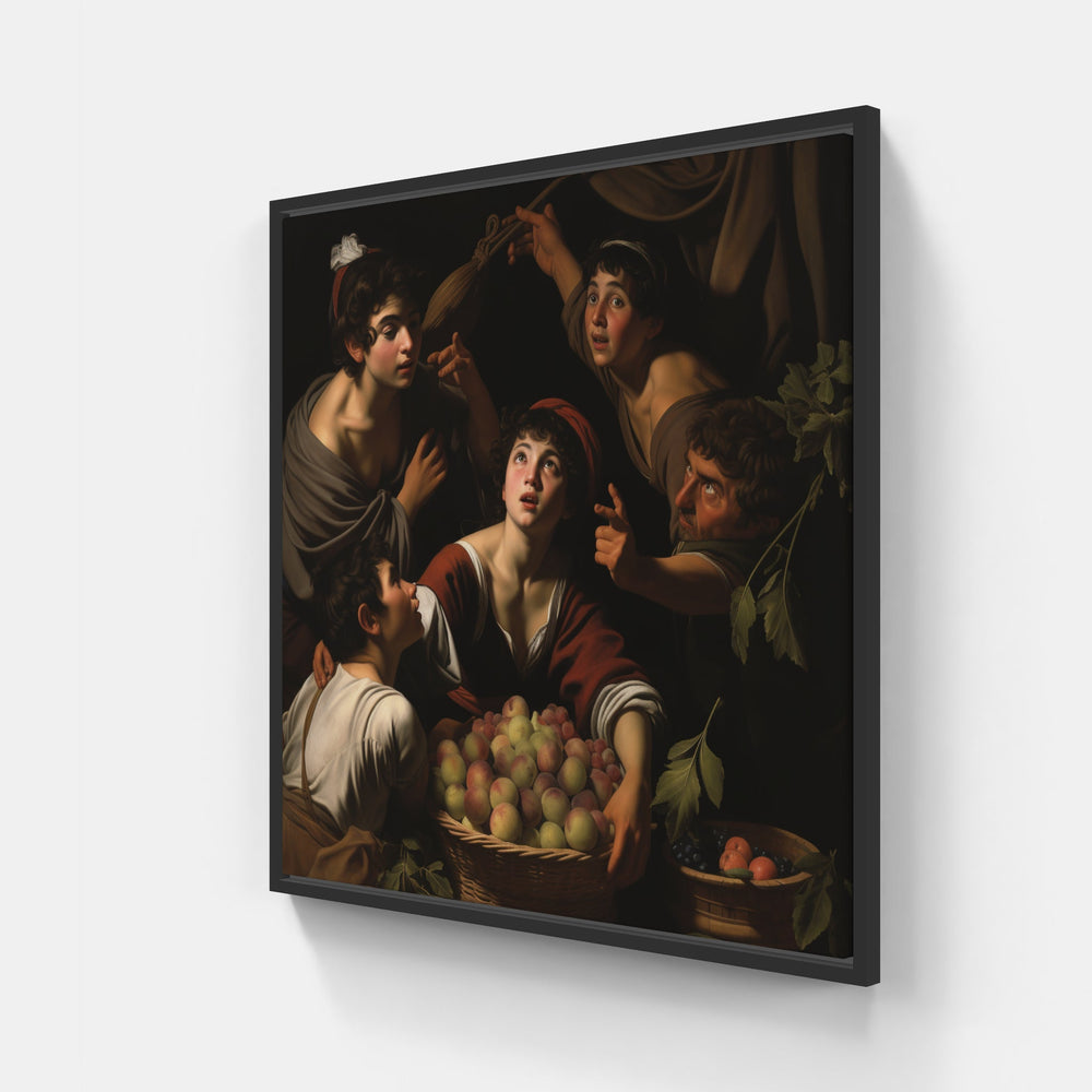 Intense Caravaggio Reverie-Canvas-artwall-20x20 cm-Black-Artwall