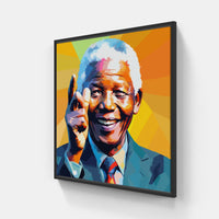 Nelson Mandela fight-Canvas-artwall-20x20 cm-Black-Artwall