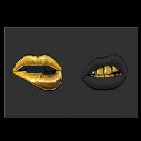 Black and Gold Lips Modern Art Print