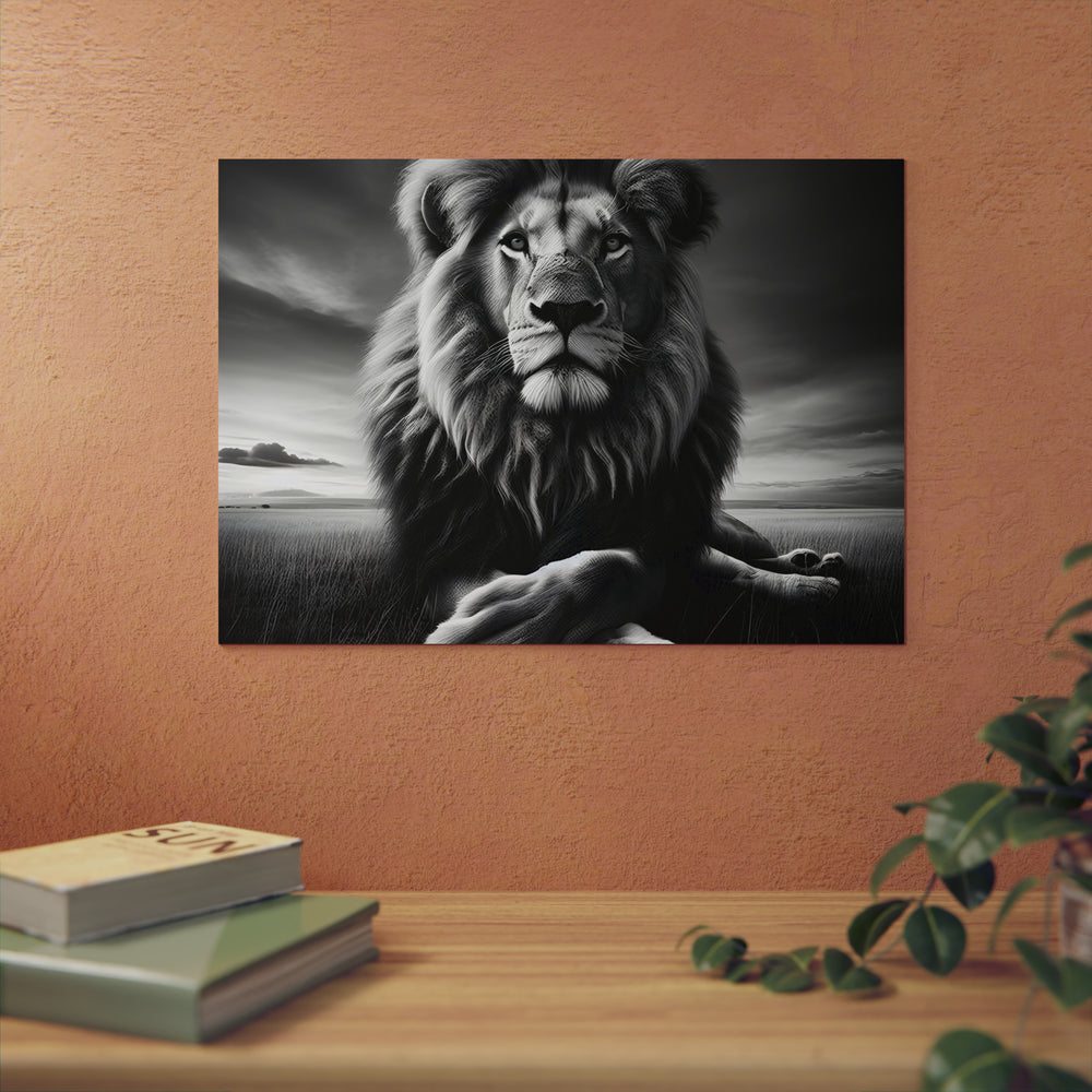 Lion calme de nuit- Tableau aluminium