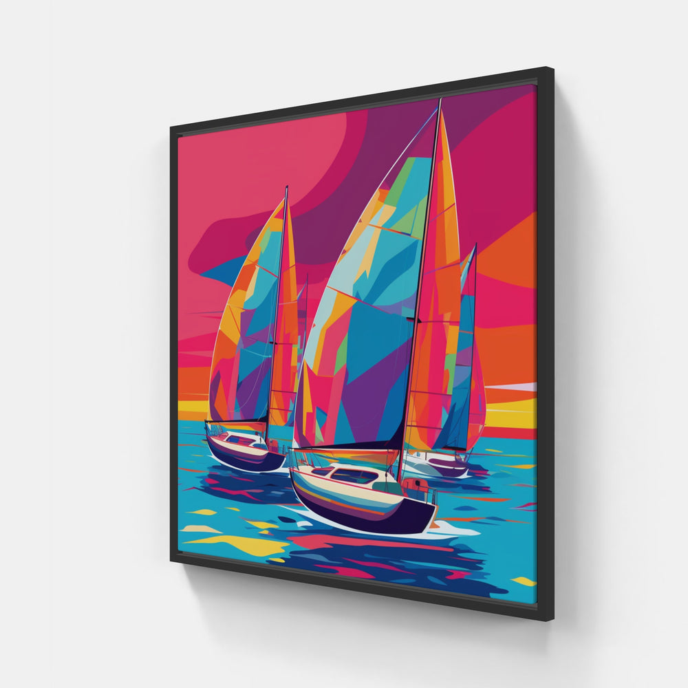 Seaside Escape Tranquil Boat-Canvas-artwall-20x20 cm-Black-Artwall