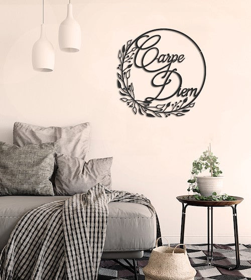 Carpe diem flowers metal decoration