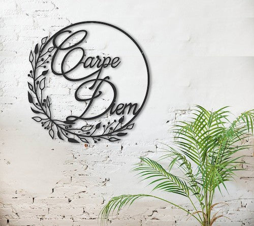 Carpe diem flowers metal decoration