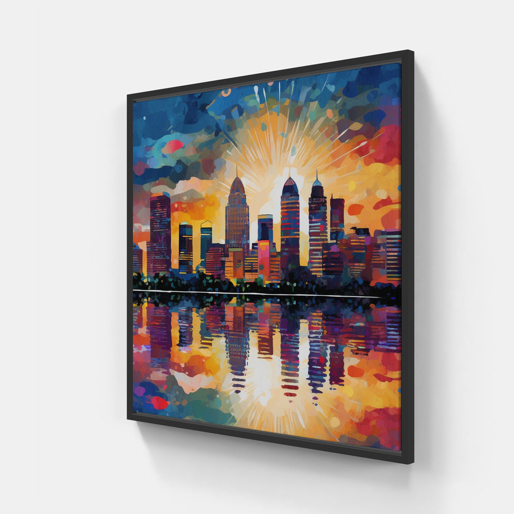 Graceful Cityscape Skyline-Canvas-artwall-20x20 cm-Black-Artwall