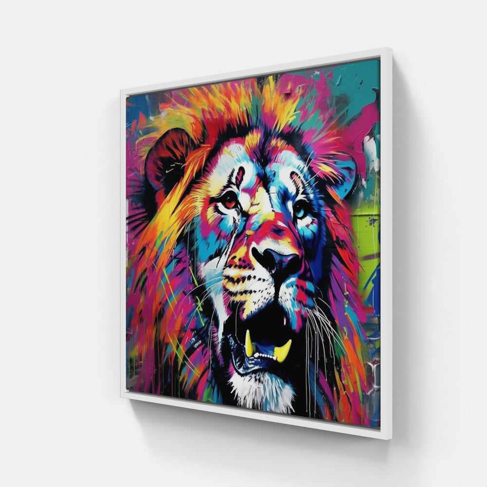 Lion Roar Brave Strong-Canvas-artwall-20x20 cm-White-Artwall