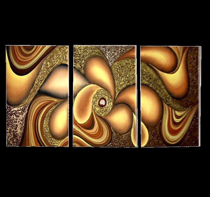 Hippies Gold Flowers Contemporary Triptych