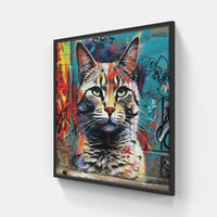 Cat is playing-Canvas-artwall-20x20 cm-Black-Artwall