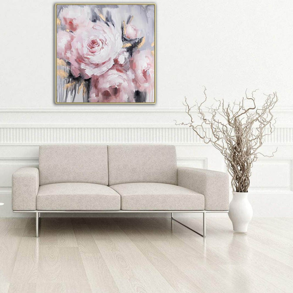 Pink flowers oil painting