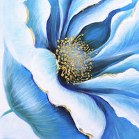 Tableau peinture fleurs bleues