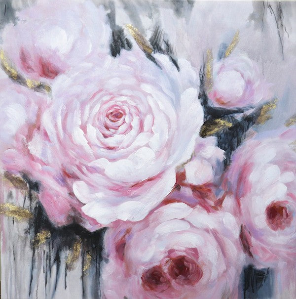 Pink flowers oil painting