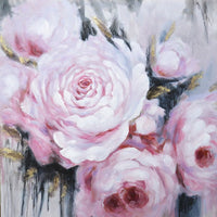Tableau peinture fleurs roses