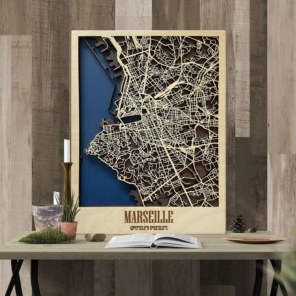 Marseille wooden city map