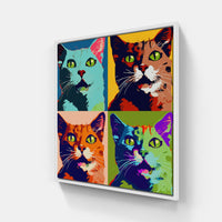 Cat purrs joyfully-Canvas-artwall-20x20 cm-White-Artwall