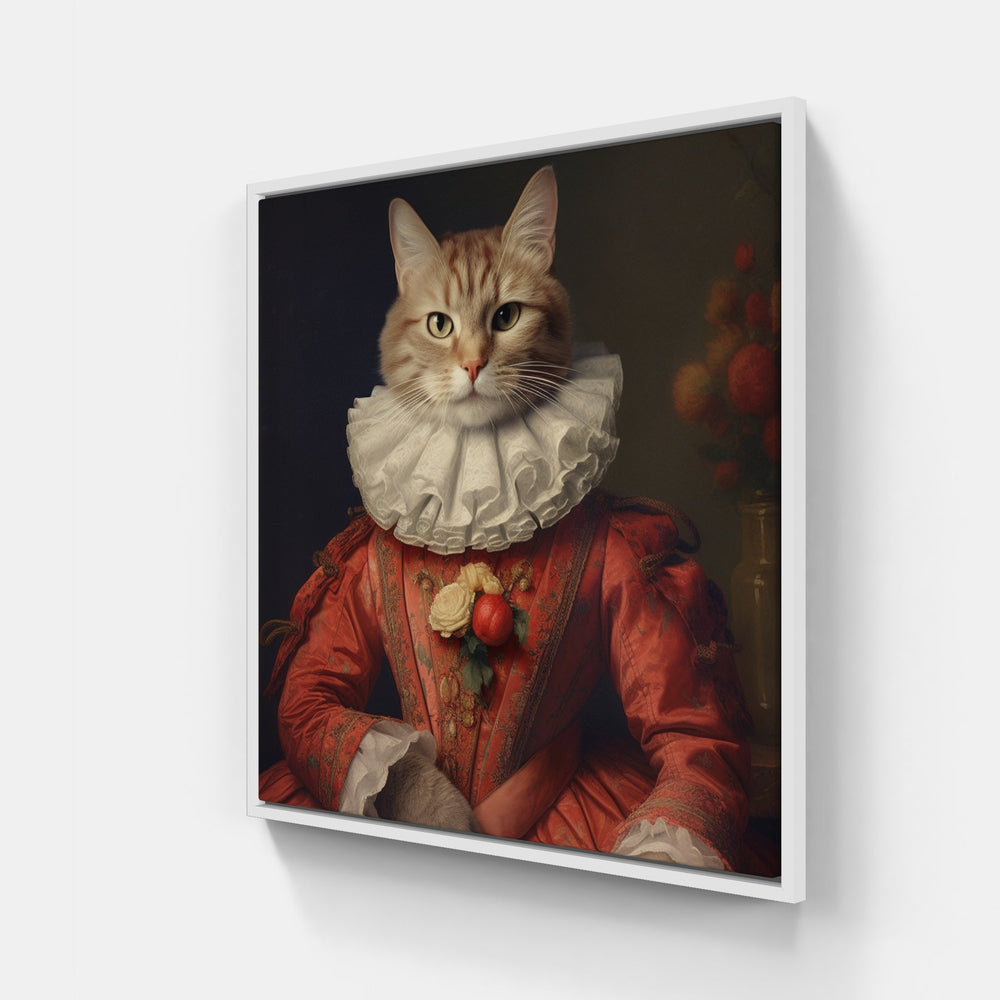 Cat and fish-Canvas-artwall-20x20 cm-White-Artwall