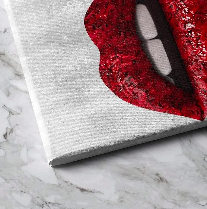 Tableau contemporain lèvres rouges glamour