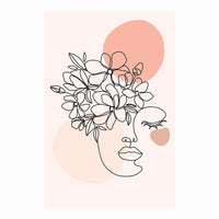 Flower face line art decoration