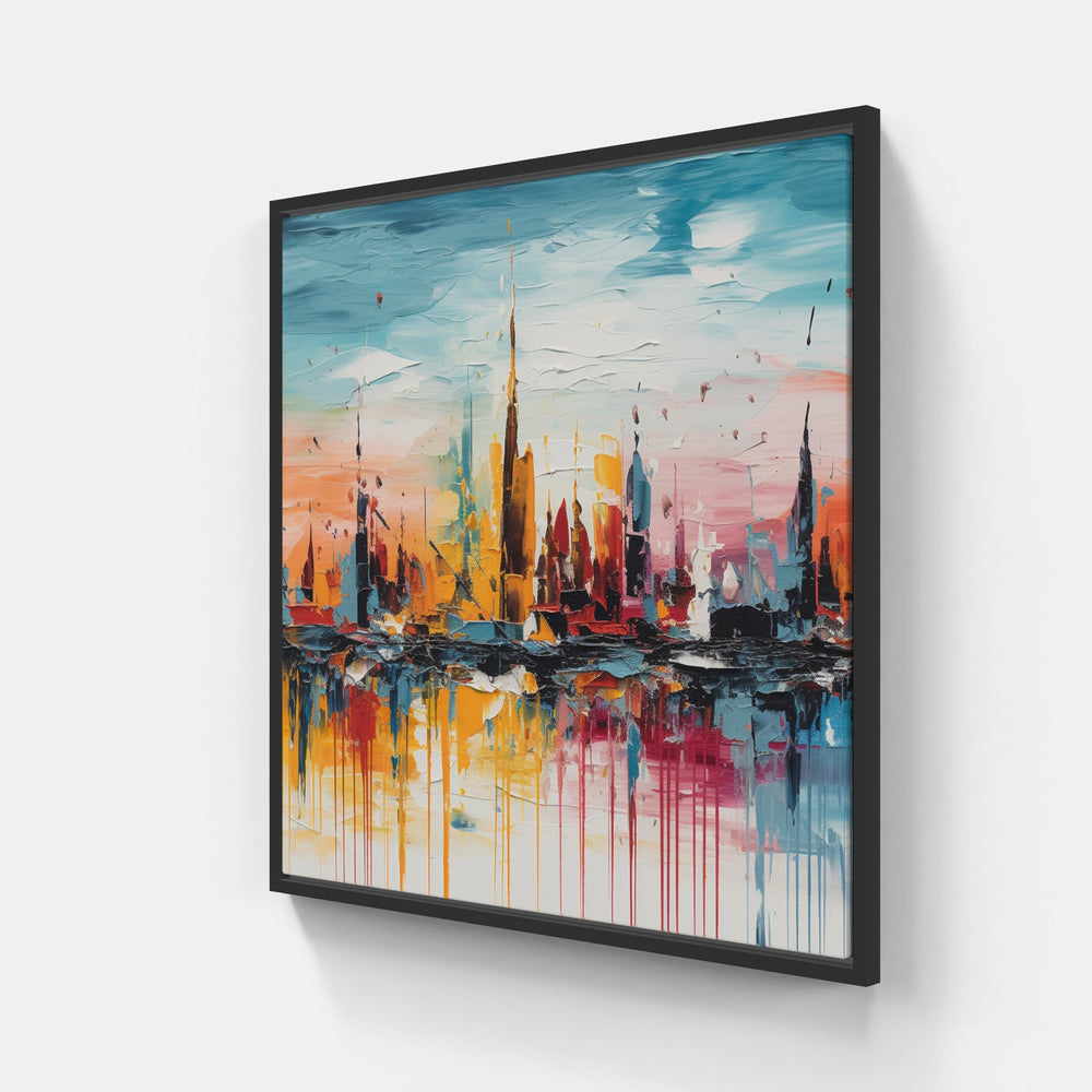 Energetic Skyline Glow-Canvas-artwall-20x20 cm-Black-Artwall