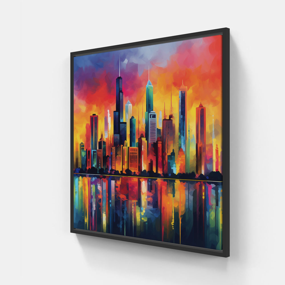 Expressive Urban Skyline-Canvas-artwall-20x20 cm-Black-Artwall