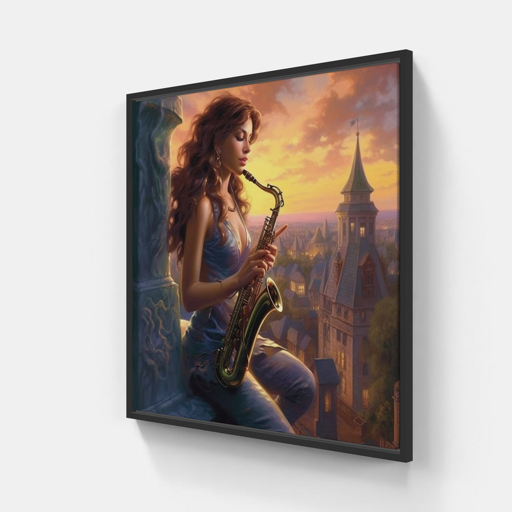 Soulful Saxophone Expressions-Canvas-artwall-20x20 cm-Black-Artwall
