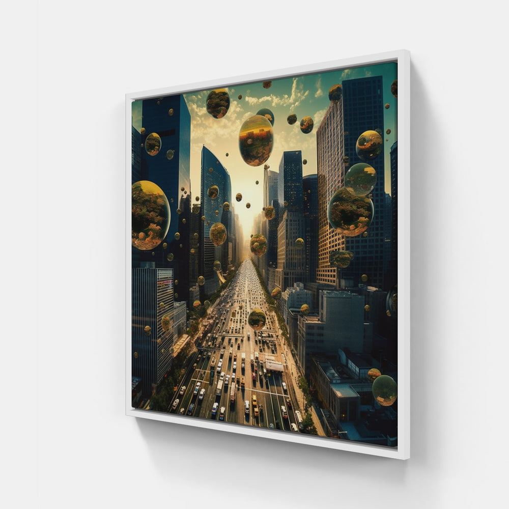 High-Rise City Night-Canvas-artwall-40x40 cm-White-Artwall