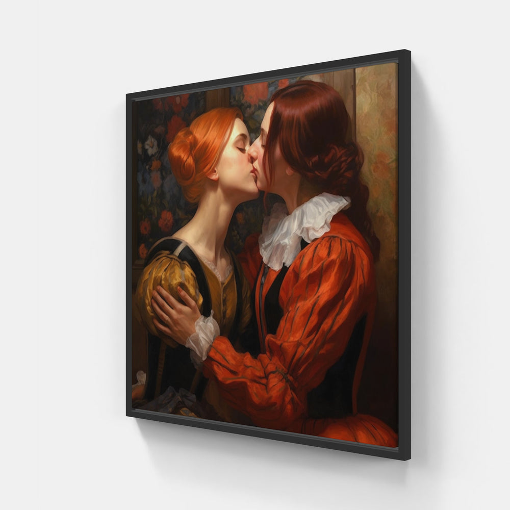 Passionate Kiss Devotion Harmony-Canvas-artwall-20x20 cm-Black-Artwall