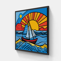 Coastal Tranquility Graceful Boat-Canvas-artwall-20x20 cm-Black-Artwall