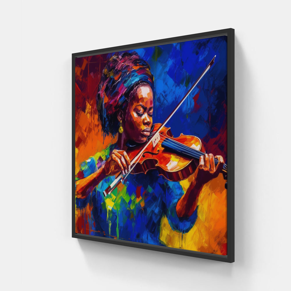 Rhythmic Violin Rhapsody-Canvas-artwall-20x20 cm-Black-Artwall