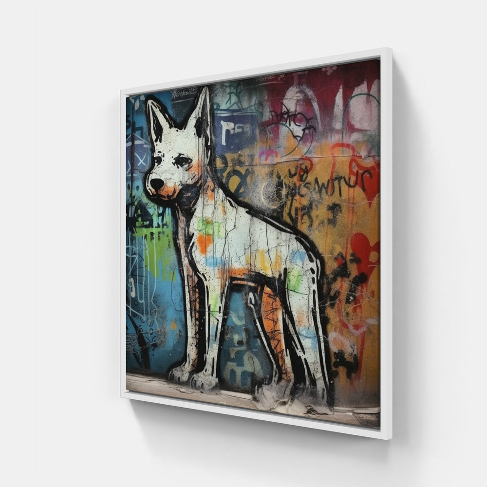 Dog joy chase bark-Canvas-artwall-20x20 cm-White-Artwall
