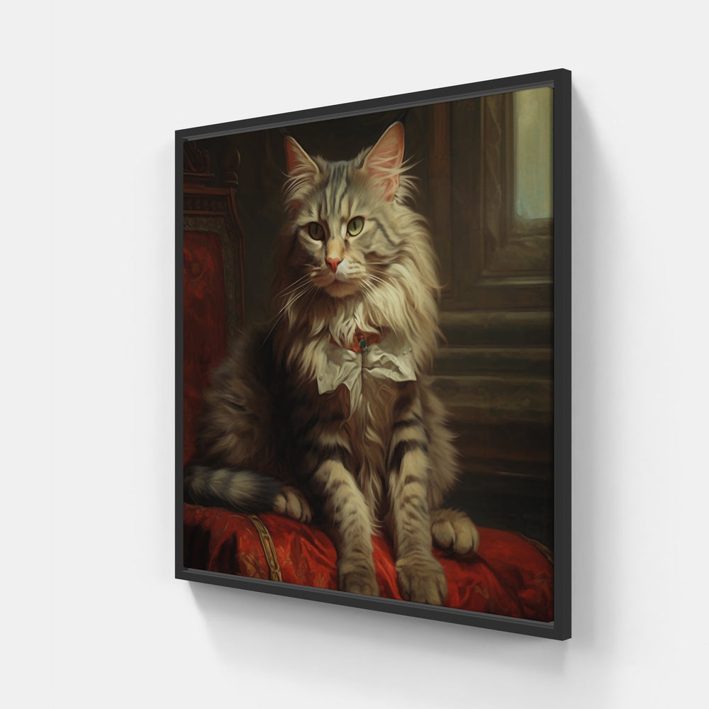 Da vinci Cat-Canvas-artwall-20x20 cm-Black-Artwall