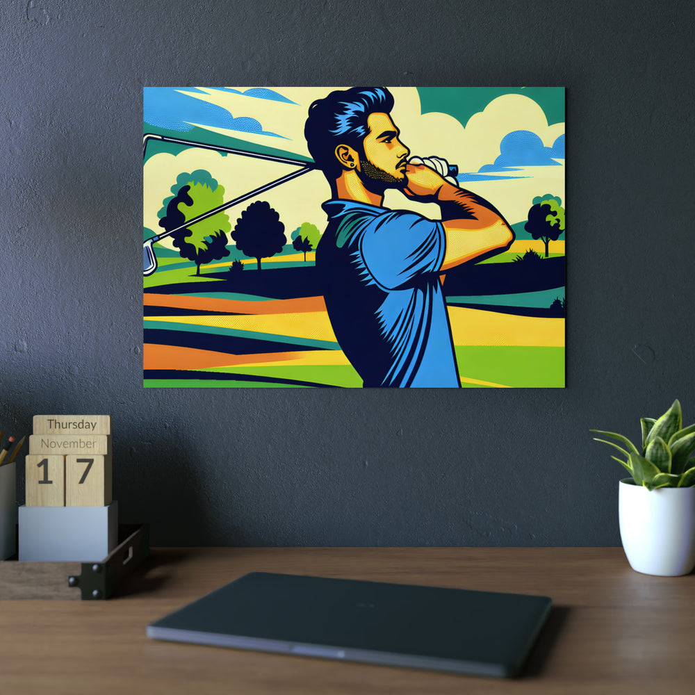 Golf divin rouge vert- Tableau aluminium