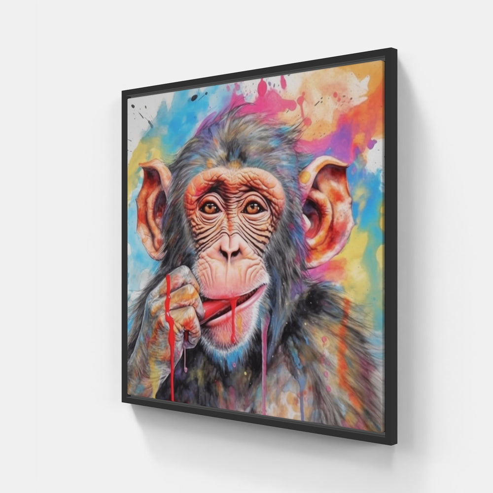 Playful Monkey Canvas-Canvas-artwall-20x20 cm-Black-Artwall