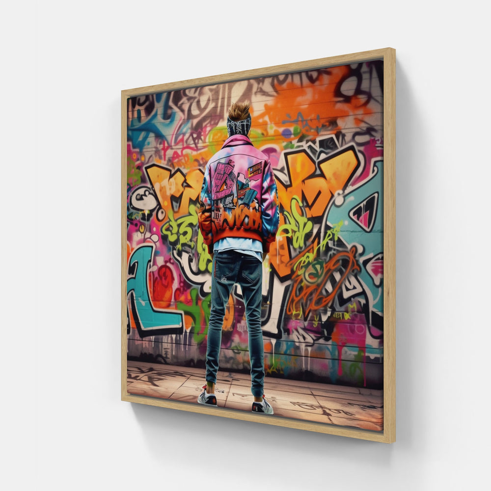 Dynamic Streetwear Expression-Canvas-artwall-20x20 cm-Wood-Artwall