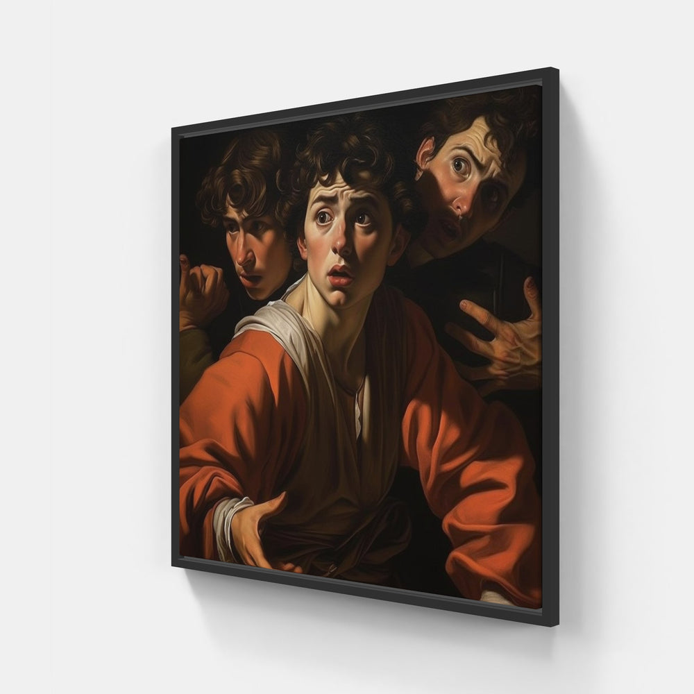 Dynamic Caravaggio Encounter-Canvas-artwall-20x20 cm-Black-Artwall