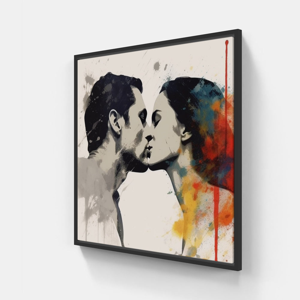 Tender Embrace Passion-Canvas-artwall-20x20 cm-Black-Artwall