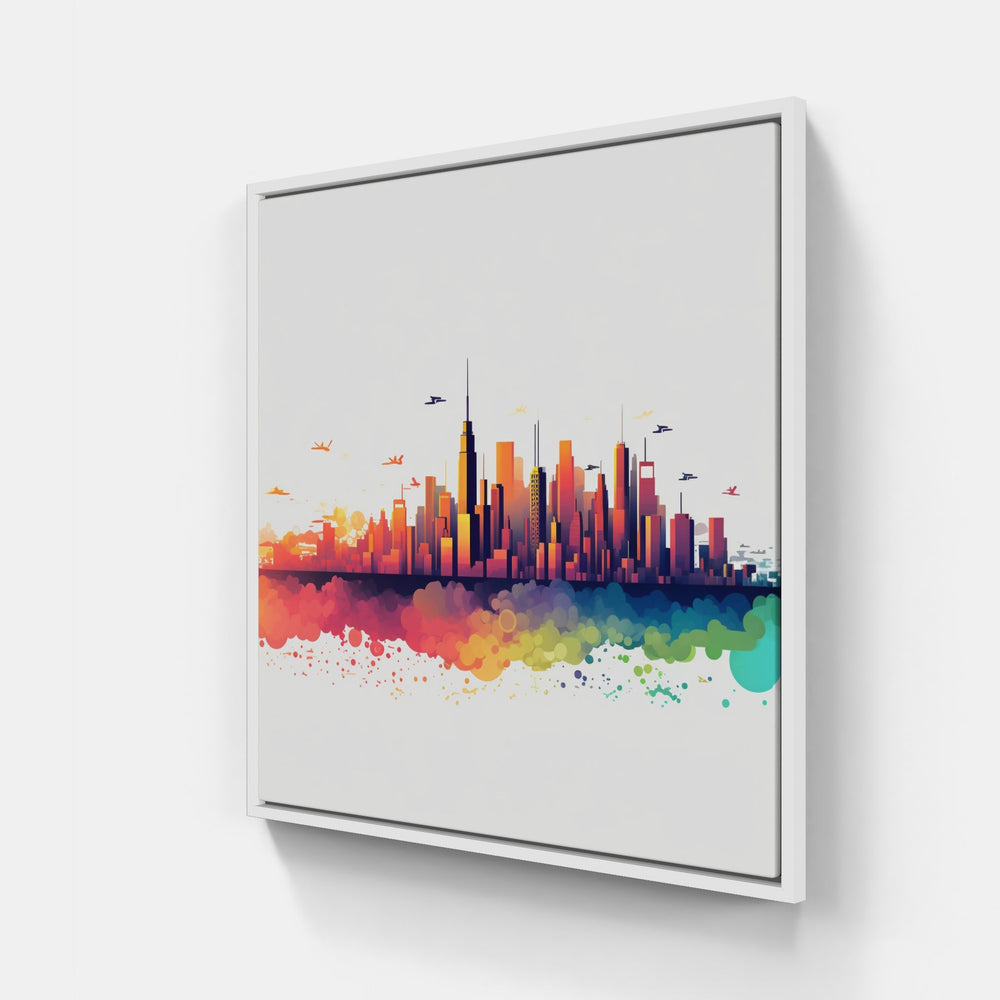 Vibrant City Skyline-Canvas-artwall-20x20 cm-White-Artwall