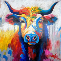 Cow Face Illustration Tableau Abstrait