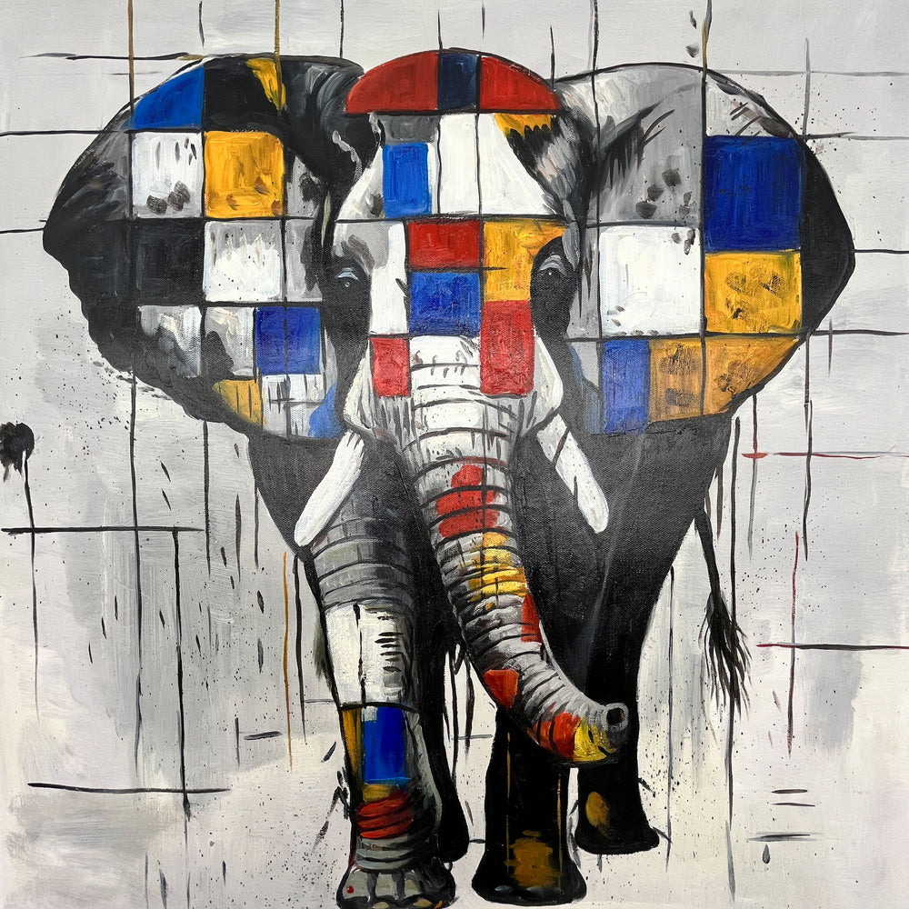 Éléphant en Composition tableau peinture