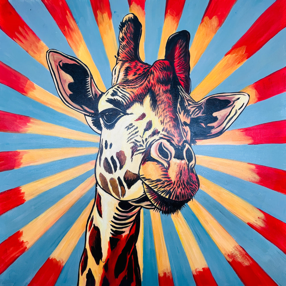 Toile Peinture Moderne Girafe Colorée