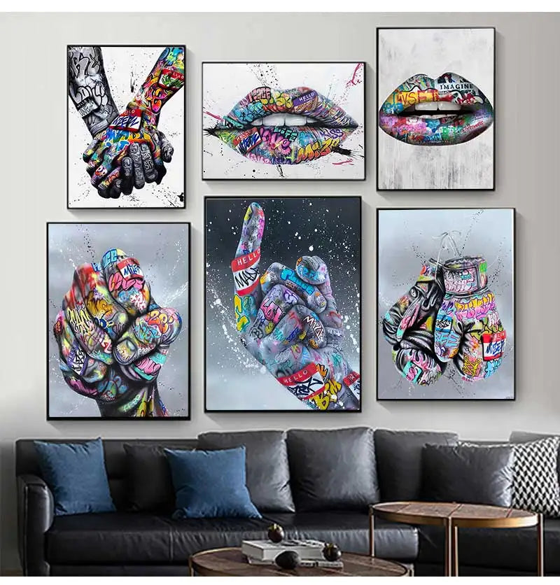 Tableau Pop Art "Graffiti Gloves"