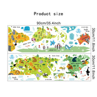 Sticker Mural Carte du Monde Illustrée avec Animaux