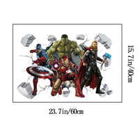 Stickers Muraux 3D Avengers - Effet Stéréoscopique pour Chambre d’Enfant ou Salon