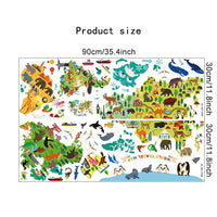 Sticker Mural Carte du Monde Illustrée avec Animaux